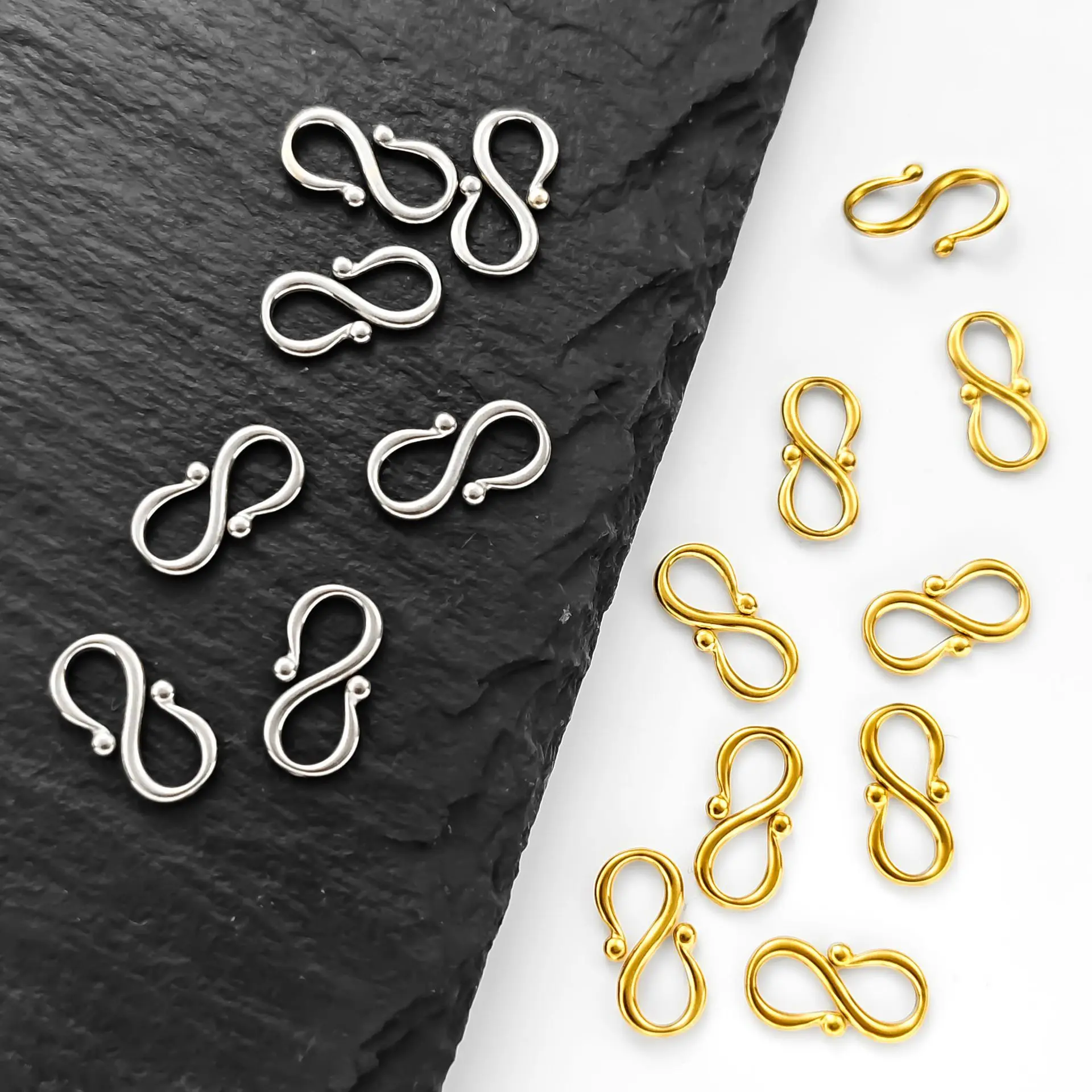 

PVD Gold Stainless Steel S Shape Chain Clasps Hooks DIY Bracelets Necklaces Connectors for Jewelry Making Materials Accessories