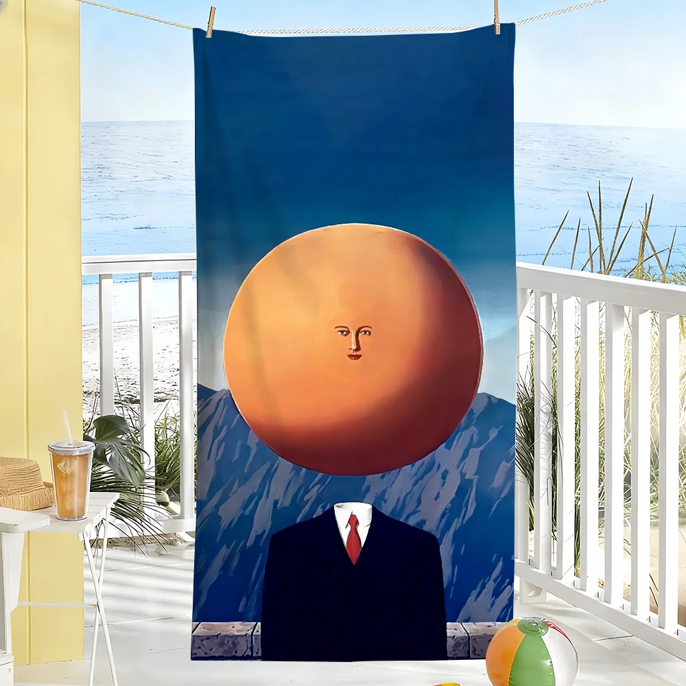 Art Bath Towel-Surrealist apple head design, soft and quick dry, suitable for swimming pool, large beach towel, creative gift