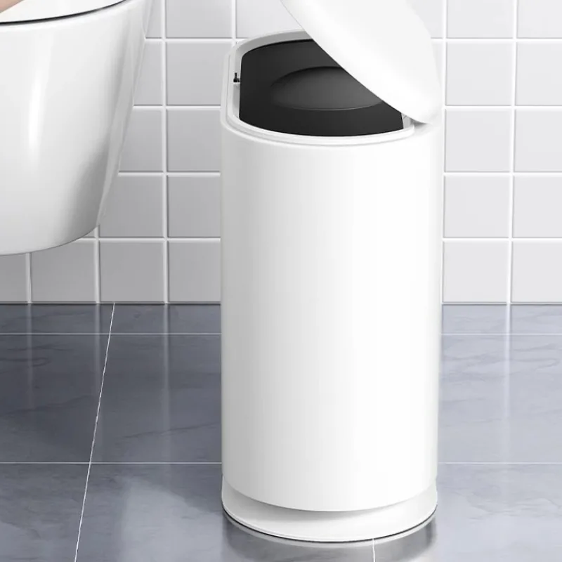 Japanese Modern Trash Can, Press-Type Lid Narrow Storage, Odorless Kitchen Bathroom Bin, Durable ABS Home Cleaning Tool