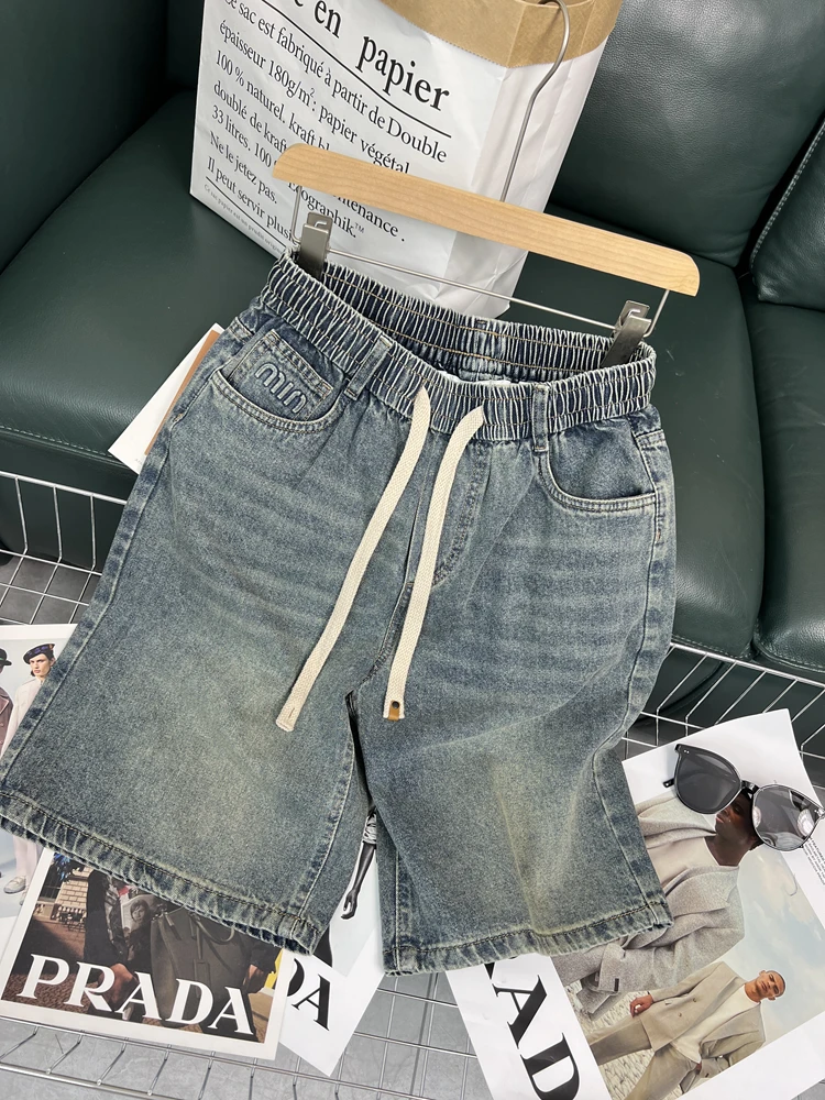 

Винтажные свободные брюки с эластичной резинкой на талии, молодежные повседневные джинсы, дышащие прямые брюки, летние модные