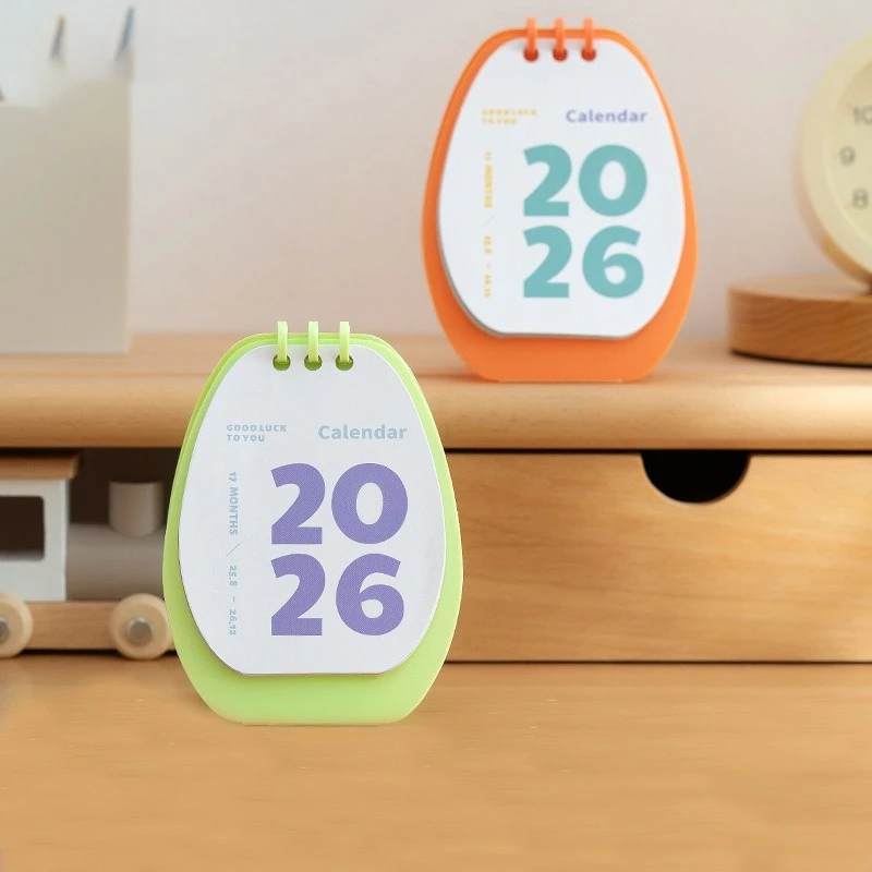 

1 шт., забавный настольный календарь на катушке, 2026 мини-портативный маленький календарь, студенческий план, блокнот, переворачивающийся ежемесячный календарь