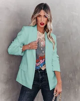 Nueva chaqueta de traje informal de manga larga de color puro Otoño e Invierno traje pequeño de manga larga temperamento OL profesional a medida su