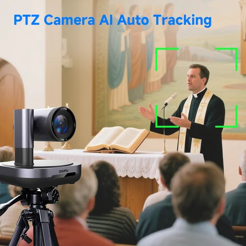 Imagen 2 del producto Cámara DAIPU NDI PTZ 4K 1080P 20X 10X 3X Zoom óptico Cámara de sala de conferencias HDMI USB3.0 LAN POE AI Cámara PTZ de seguimiento automático para iglesia Transmisión en vivo Videoconferencia con Youtube