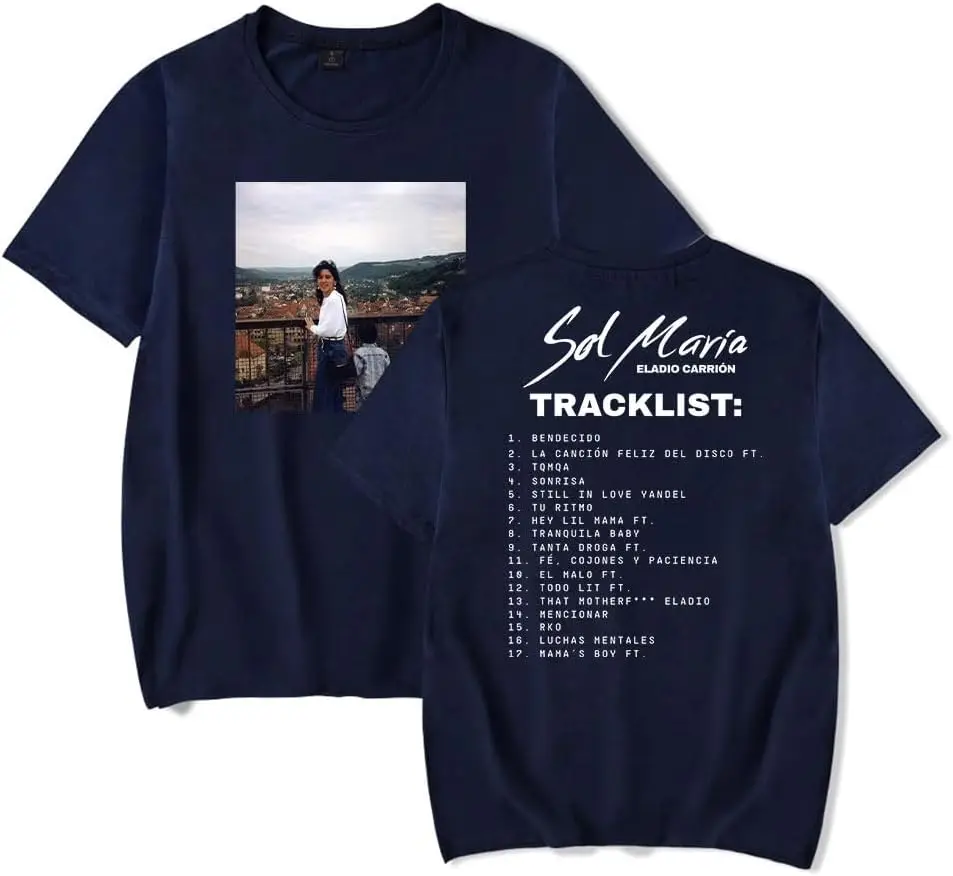 Eladio Carrion Tracklist T-Shirts Sol Maria Album Merch Women Men Fashion Casual Rapper Short Sleeve Tee