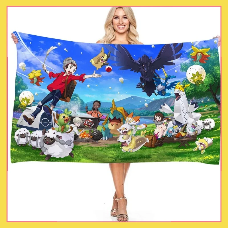 New Cartoon Anime Pattern Indoor Bath Towel Outdoor Beach Towel Microfiber Comfortable Fabric Universal Gift for Girls