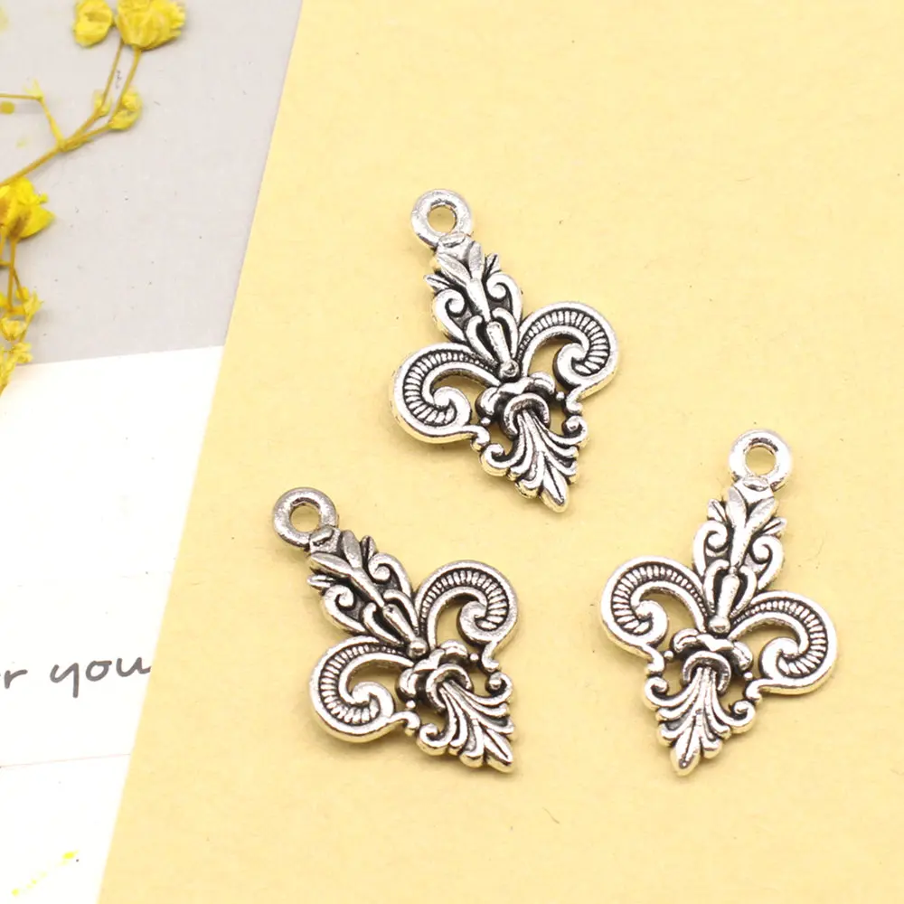 10pcs 23x16mm Flowers Charms Pendants For Jewelry Make Accessories Party Jewelry Antique Silver Color