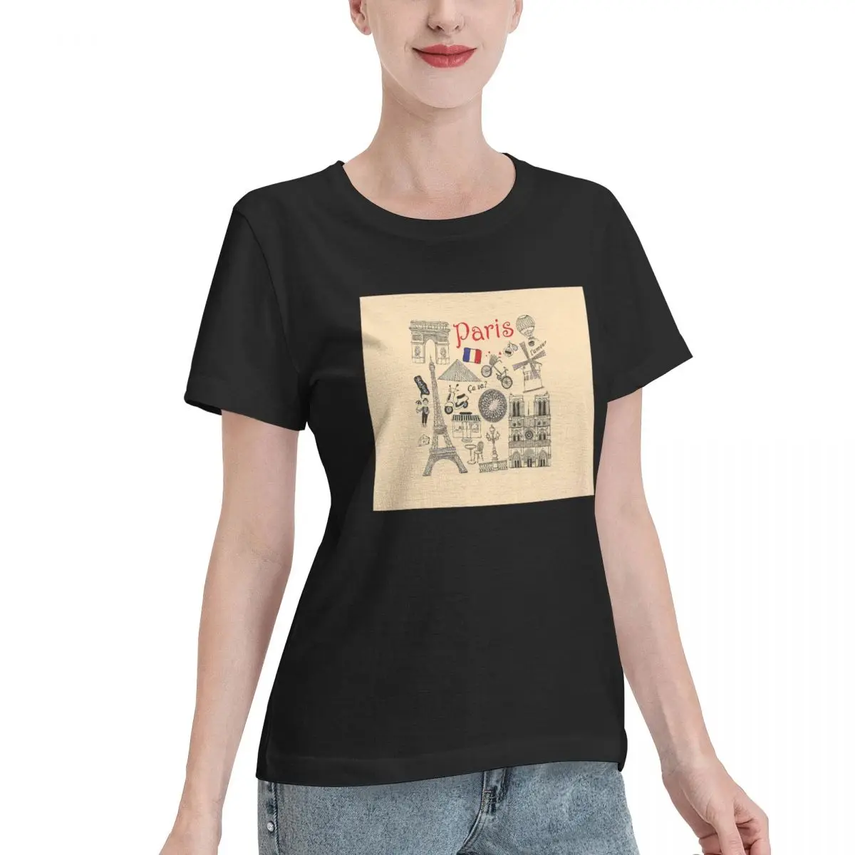 Must Have Paris France Travel Theme Design Women's T-shirt Soft Casual High Quality Cotton Shirt