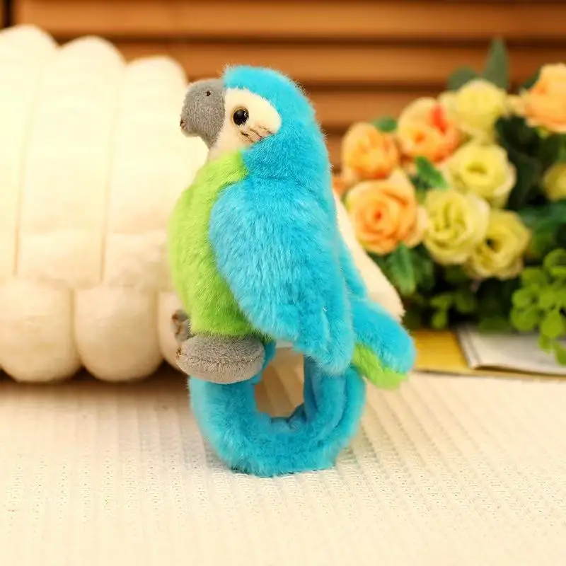 Bracelet perroquet sur pied de 12cm, jouet en peluche de Simulation, poupée faite à la main, dessin animé, coussin d'oreiller mignon, décoration de la maison