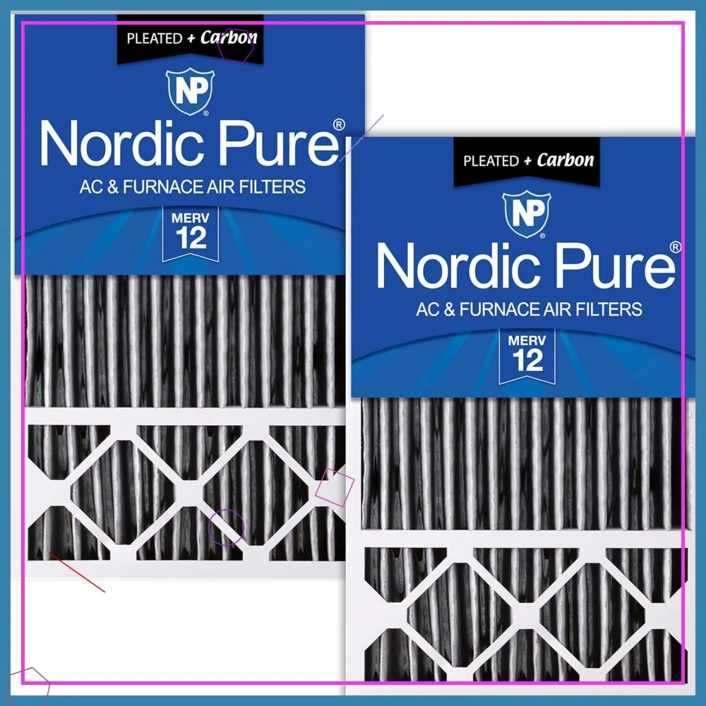 

16x25x5 Replacement Air Filter MERV 12 Plus Carbon 2 Pack, Actual 15.75x24.75x4.38