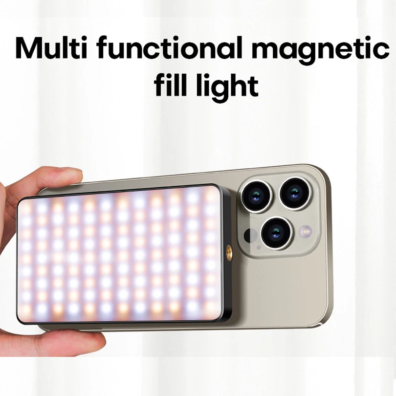 LED Selfie Light Fill Light 2000mAh Magnetic Attraction Rechargeable Portable Video Light for Tiktok Vlog Video Conference Live