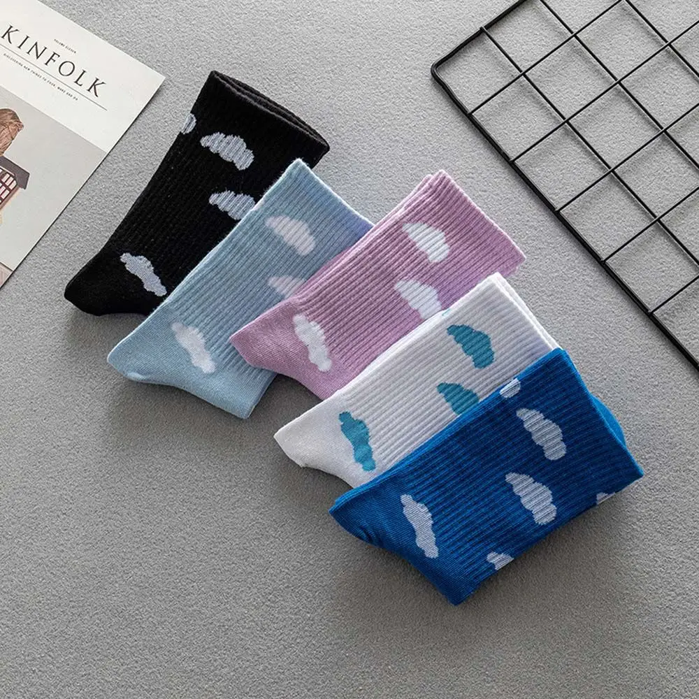 

Breathable Cotton Ins Style Blue Sky Solid color College Style Socks Korea Style Mid-tube Socks Female Hosiery Women Socks