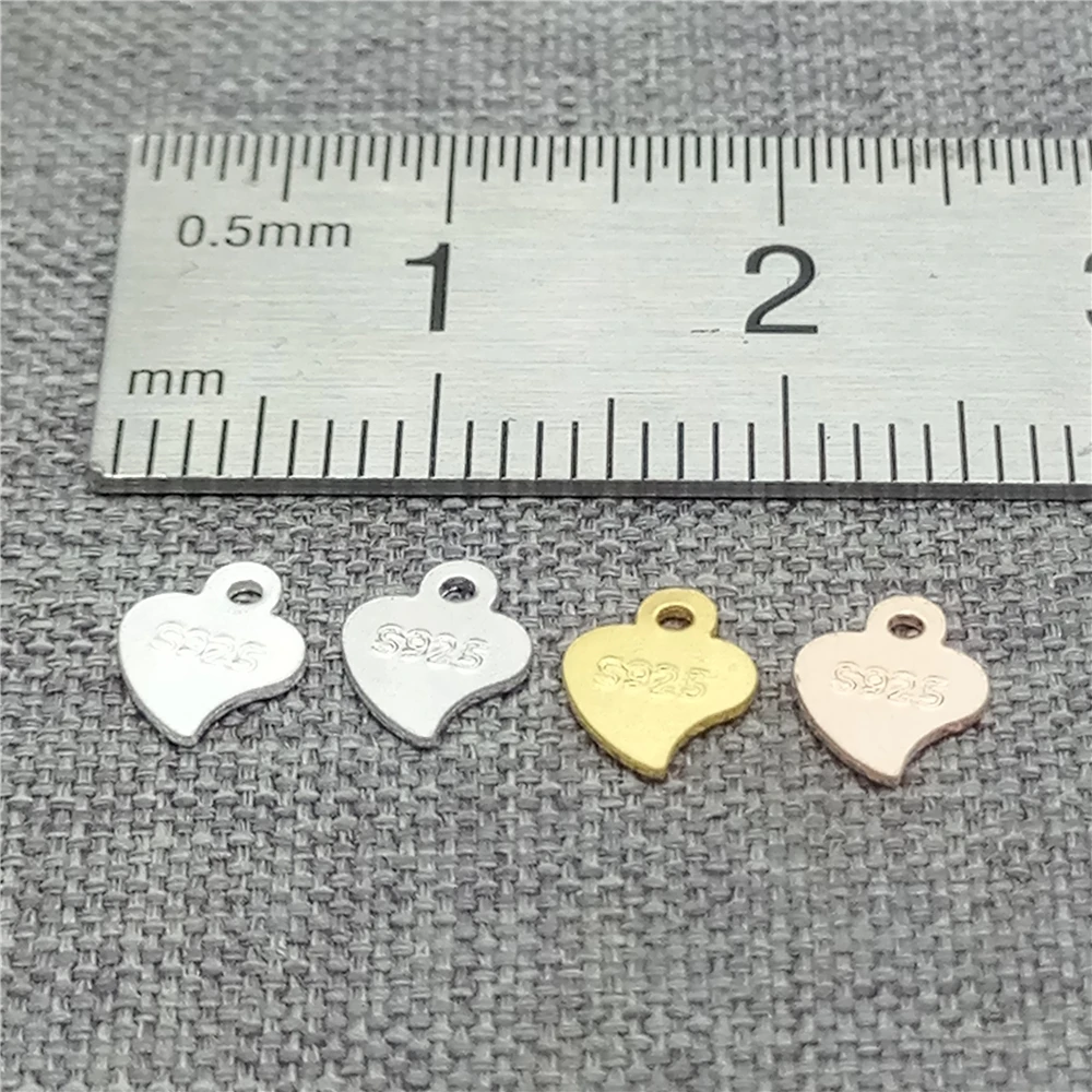 25 Pieces Love Heart Tag Charms in 925 Sterling Silver for Necklace and Bracelet Extension Chain