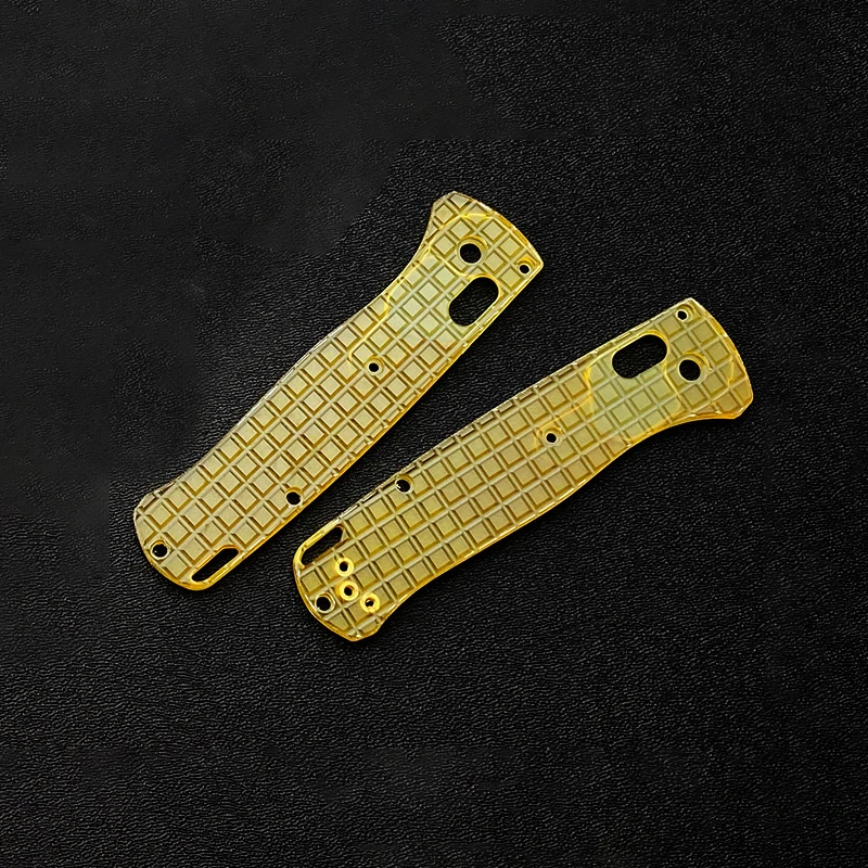 1 Pair Transparent Ultem PEI Grid Pattern Knife Scales Handle Patches For Genuine Benchmade Bugout 535 Knives Grip DIY Make Part