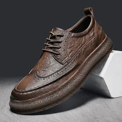 Men Brogue dress Shoes outdoor British Style Lace Up Leather Shoes Fashion Casual Business Man shoes Footwear Chaussure Homme