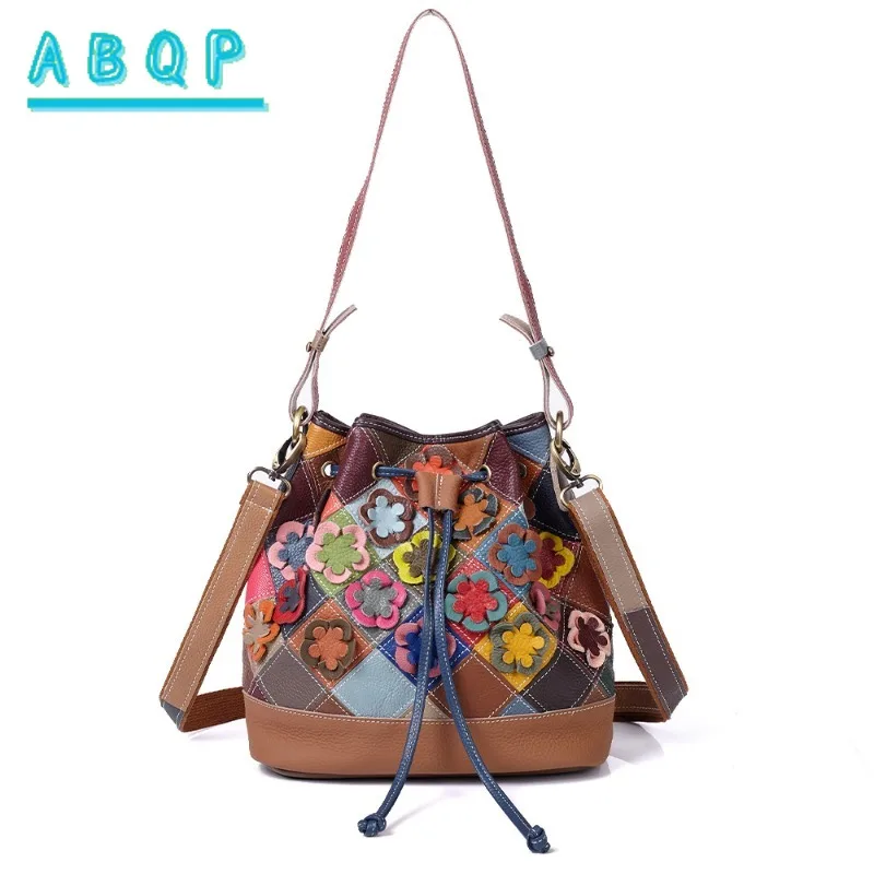 

ABQP Новая женская сумка через плечо, роскошная брендовая сумка из натуральной кожи ручной работы с вышивкой, женская сумка через плечо, модная женская сумка