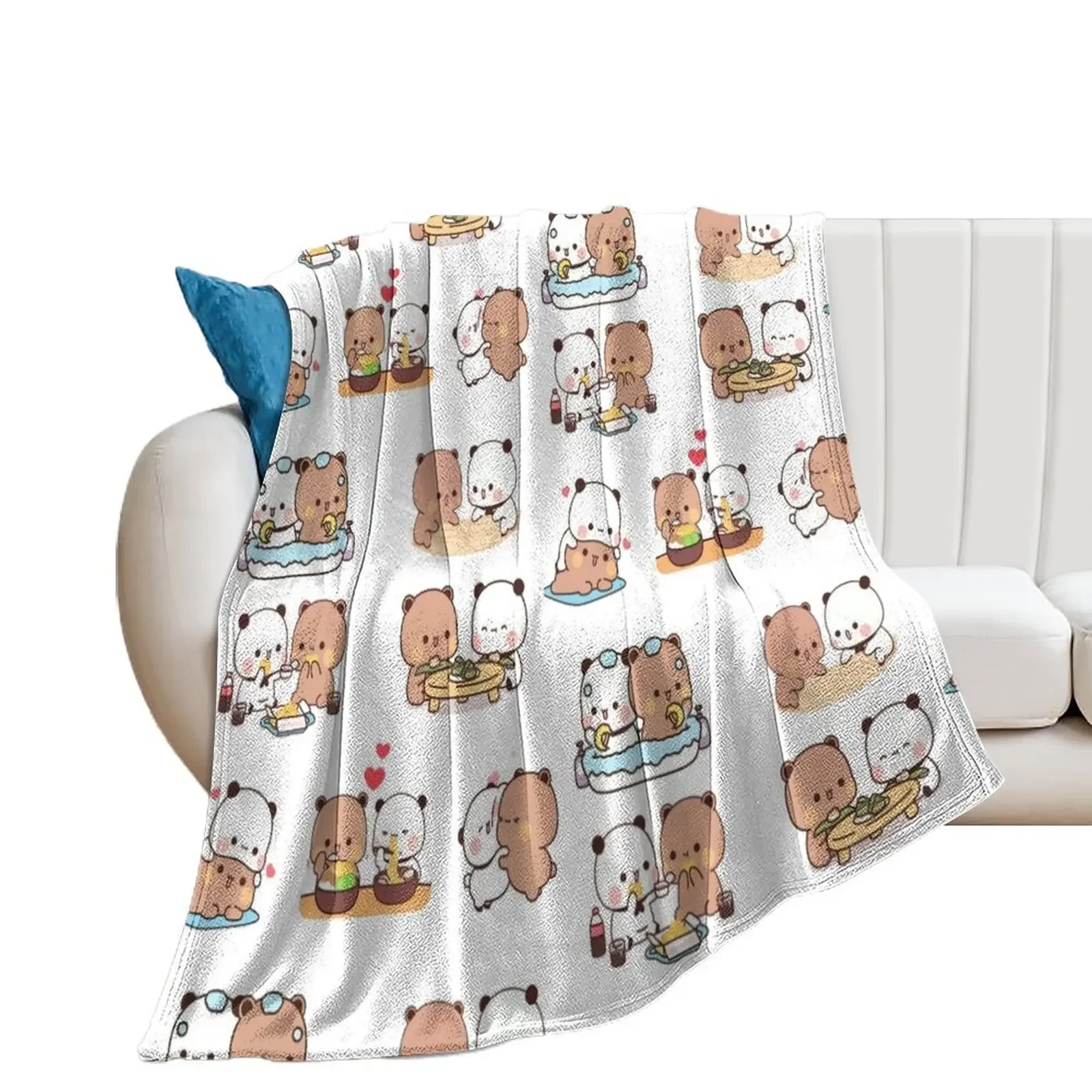 mochi mochi brownie bear sticker pack Throw Blanket For Decorative Sofa Furrys Custom Summer Beddings Blankets