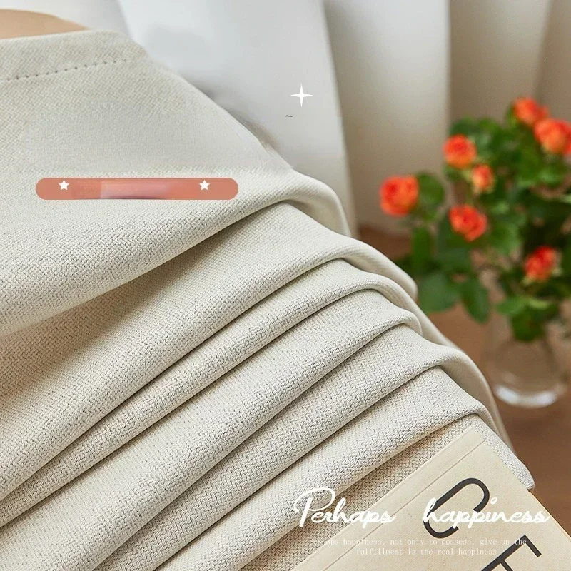 

Modern Simple Thickened Cream Double-sided Blackout Cotton and Linen Curtain for Bedroom and Living Room Finished Curtains