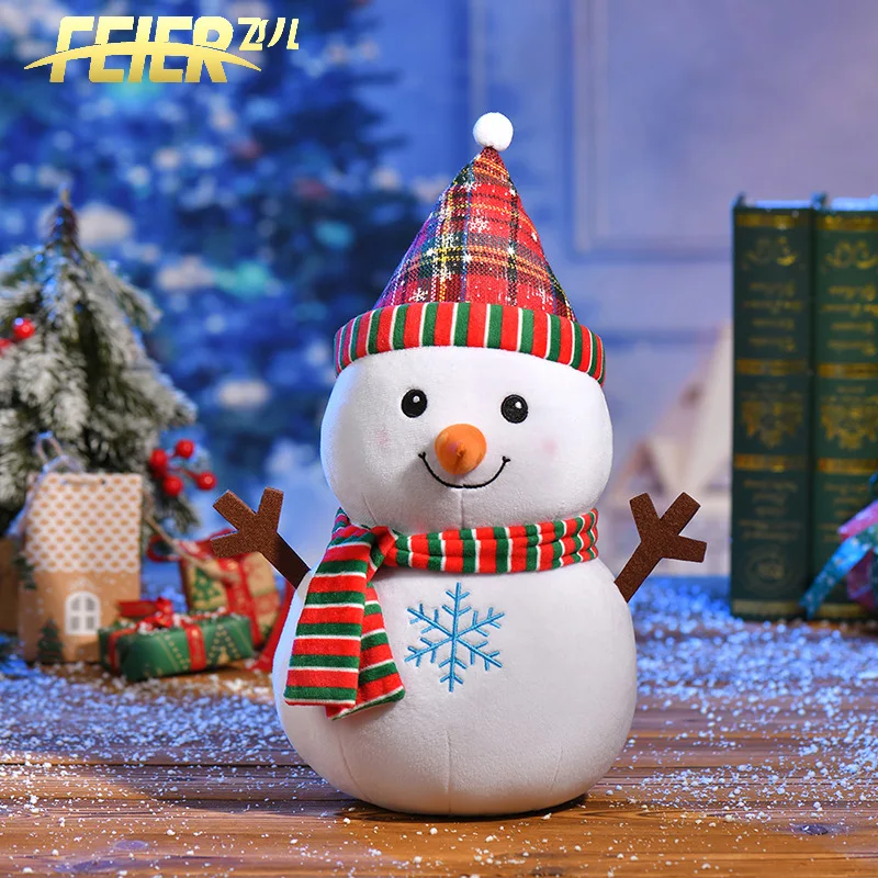 Oreiller en peluche bonhomme de neige de Noël mignon, père Noël, beurre en peluche, cadeau pour enfants, décoration de fête de Noël, cadeau d'anniversaire, 40cm