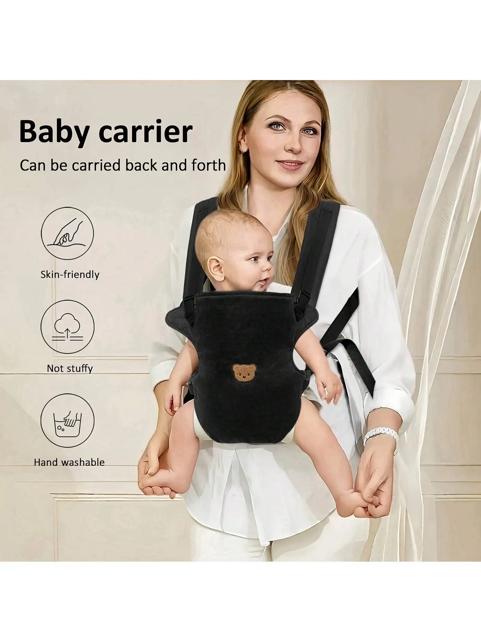 1 Buah Gendongan Bayi Multifungsi Teknik Fisik-4-In-1 Peralatan Perjalanan Bayi Portabel, Tali Depan dan Tali Belakang yang Dapat Disesuaikan dan Nyaman, Hadiah Baby Shower Sempurna untuk Bayi.