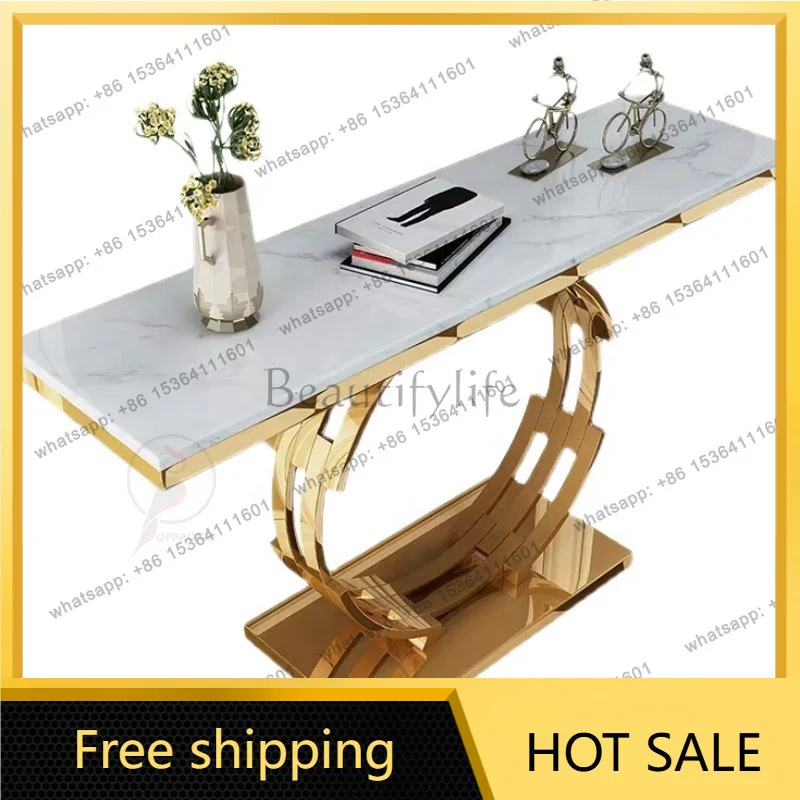 LS light luxury front door marble porch cabinet strip corridor art entry rock slab strip