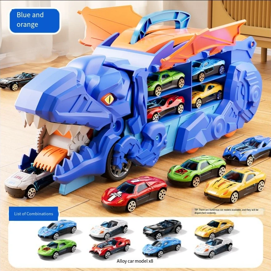 

Детский набор легковых автомобилей с динозавром - строительная техника из сплава с косточкой, инженерные игрушки для мальчиков и девочек, подарок на день рождения