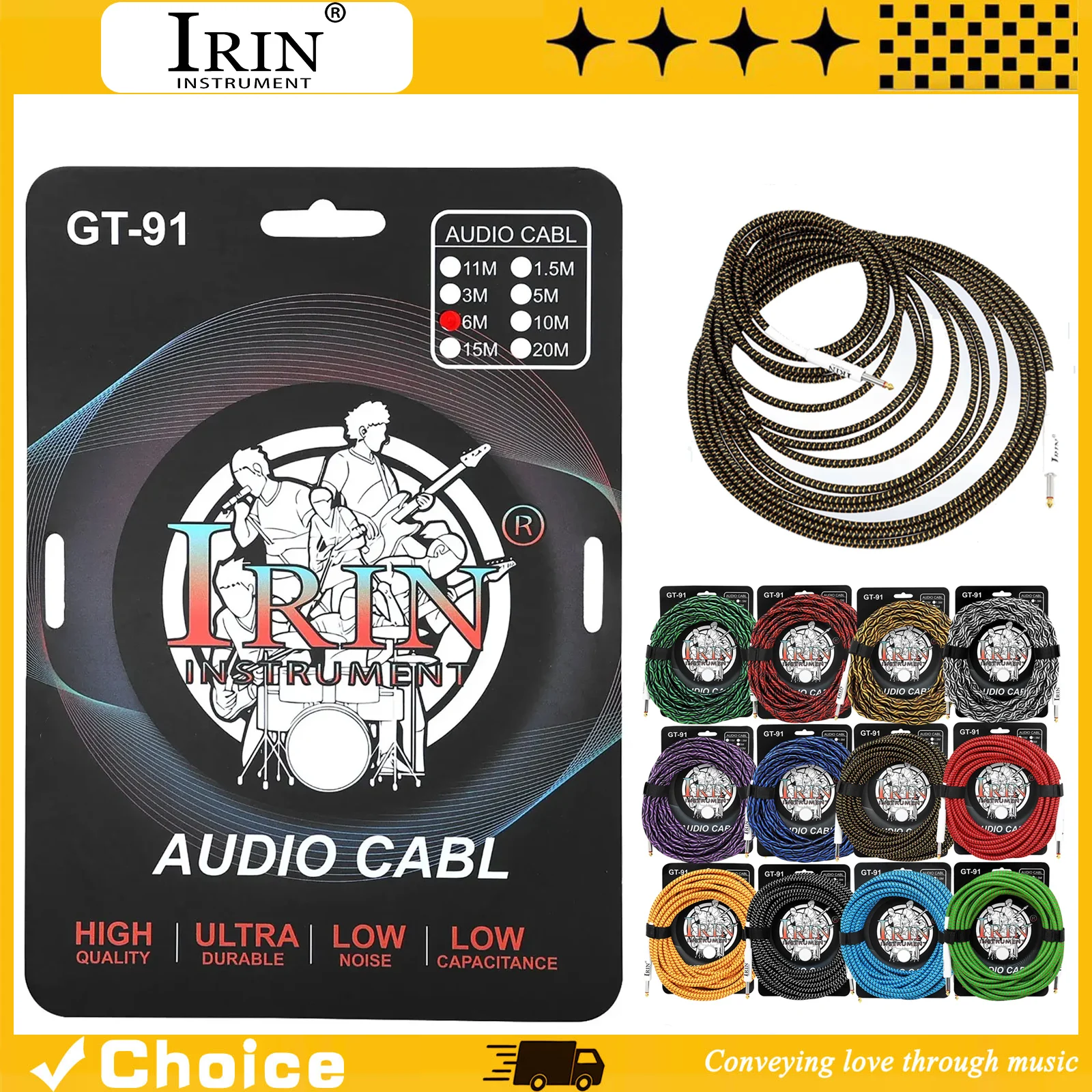10M Connection Cable PVC Plastic Thickened Gold Plated Noise Reducing Double Straight Head Connection Cable Multiple Options