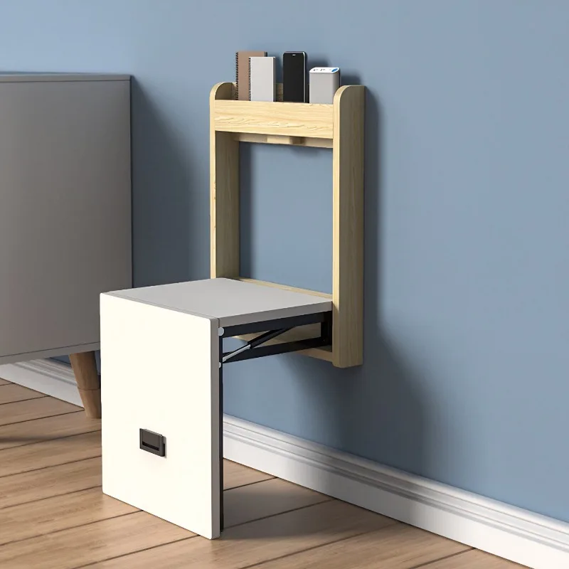

Wall Mounted Folding Shoe Stool Space Saving Solid Wood Entryway Bench Ultra Thin Hidden Shoe Seat Home Storage Cabinet Chair