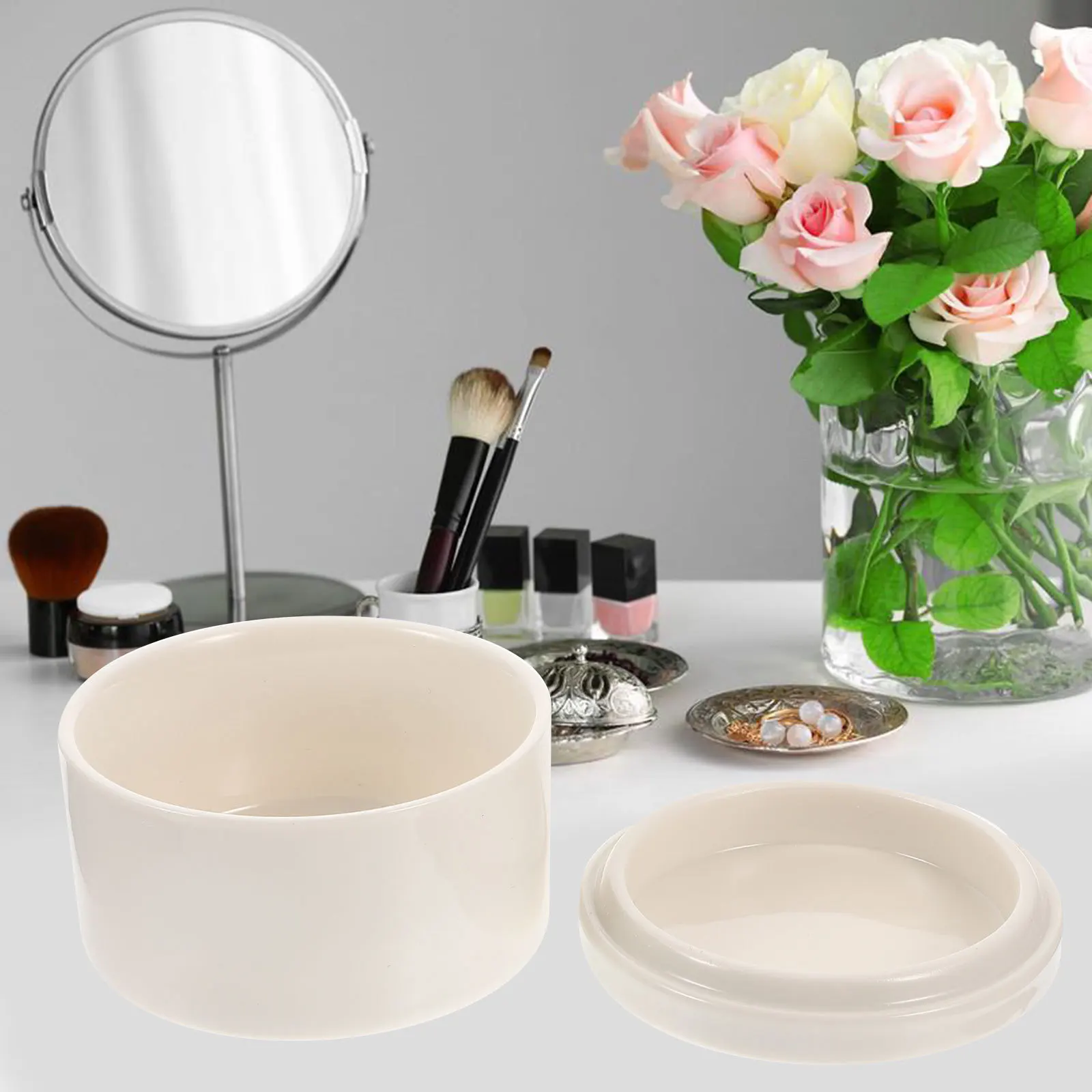 

White Ceramic Jewelry Case Durable Desktop Storage Jar for Necklaces Earrings Practical Trinket Organizer Box Jewelry Container