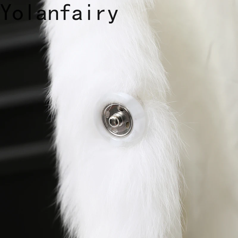 เสื้อโค้ทขนสัตว์แท้ YOLANFAIRY 2025 ฤดูใบไม้ร่วง ฤดูหนาว สำหรับผู้หญิง ขนจิ้งจอกธรรมชาติผสมขนมิงค์ เสื้อแจ็คเก็ตขนสัตว์แบบไม่มีแขน เสื้อกั๊กสั้นสีขาว