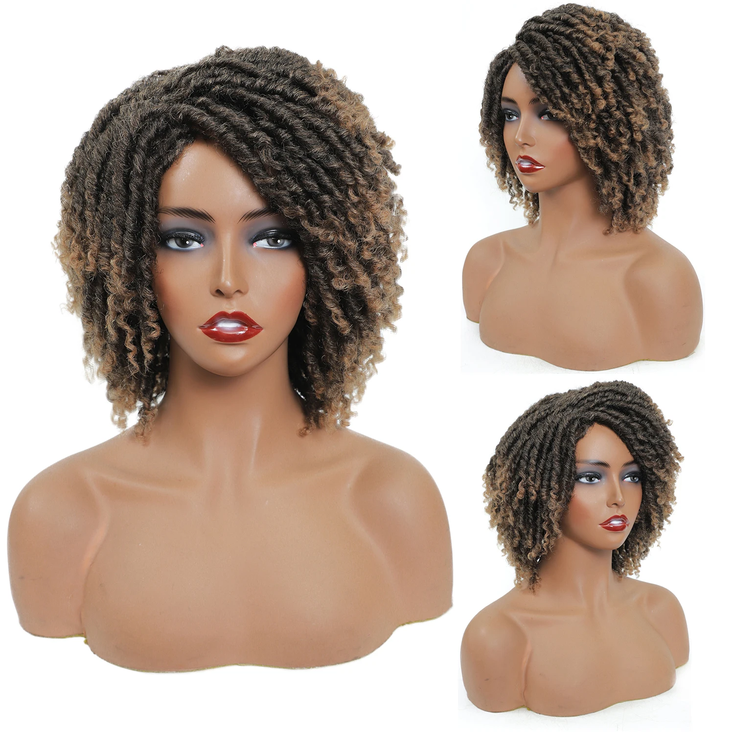 

Hot Selling Cheap Synthetic Hair Wig for Black Women African Short Dreadlocks Wig Faux Locs Crochet Hair Extensions Braided Wigs