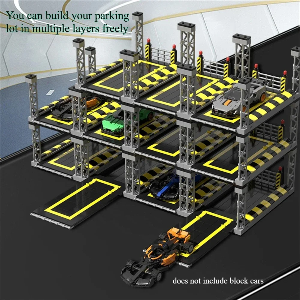 스트리트 뷰 다층 조합 주차장 슈퍼카 레이싱 차고 디스플레이 스탠드 블록 장난감 어린이용