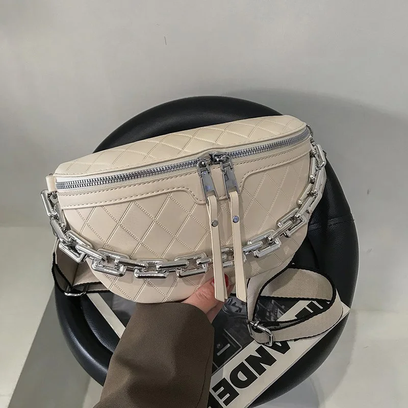 

New Chain Fanny pack Women Leather Waist Bag Luxury Brand Chest pack Mini Female Belt Bags Fashion Ladies Shoulder Crossbody Bag