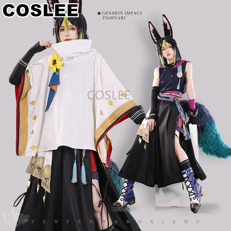 

COSLEE Genshin Impact Tighnari Shilinren Cosplay Costume Daily Fashion Clothes Casual Wear With Ears Uniforms Halloween Party
