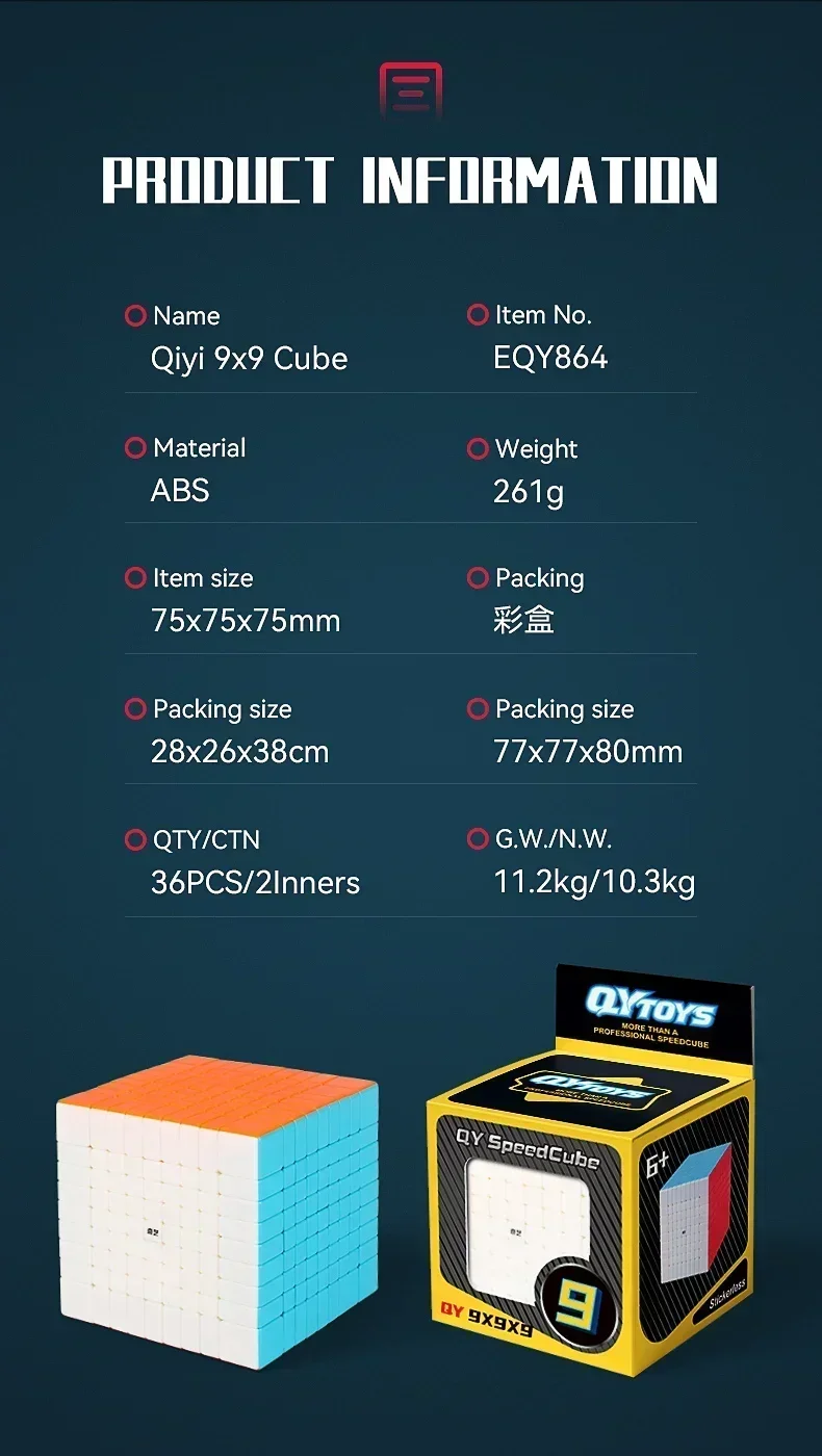 [ECube] QiYi 9x9 Magic Speed Cube Stickerloze Professionele Antistress Puzzel Fidget Speelgoed kinderen Geschenken stress Reliever Speelgoed