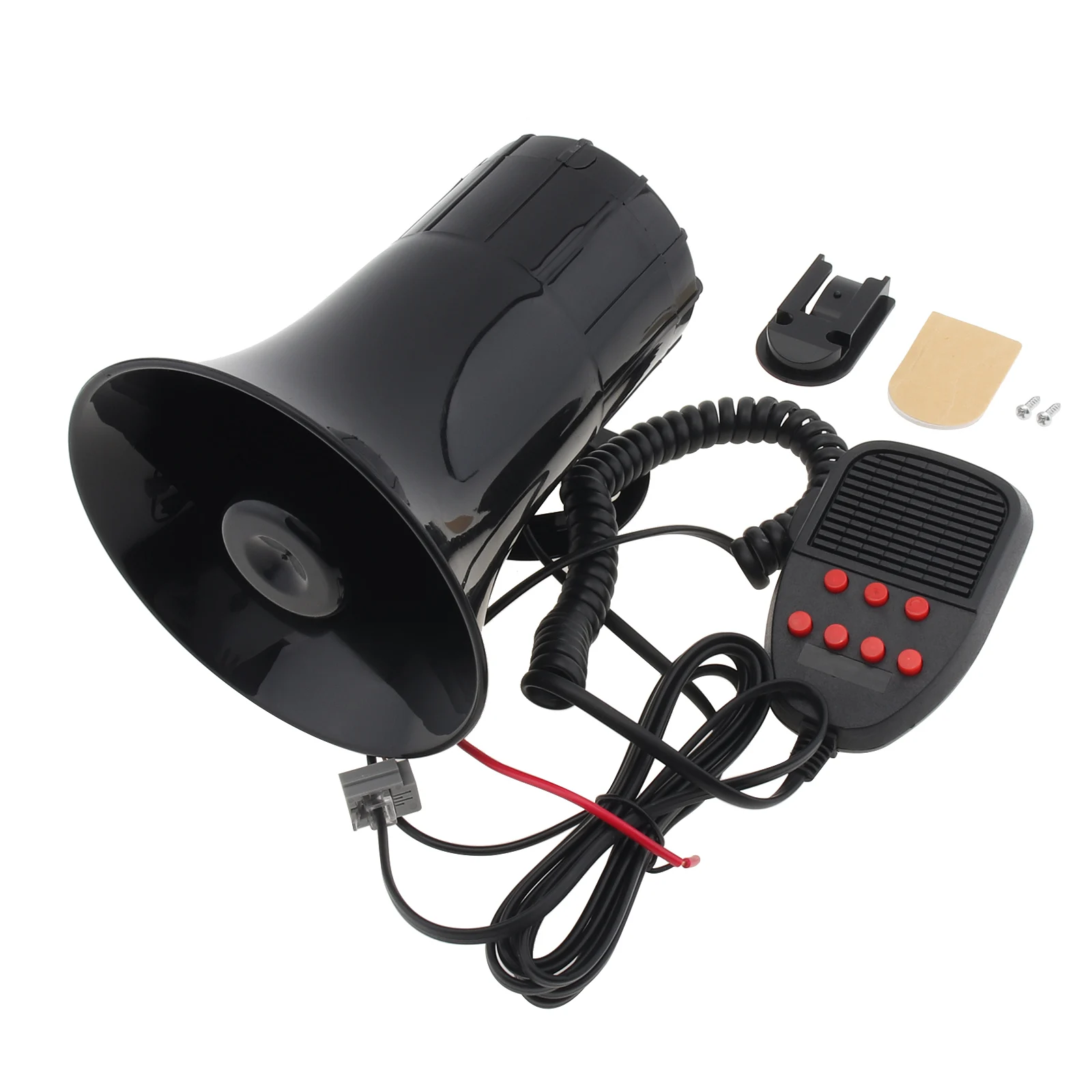 Car Siren Horn 12V 100W 7 Sounds 105dB Loud Car Alarm Horn Siren Warning Speaker for Auto Van Truck Motorcycle with MIC