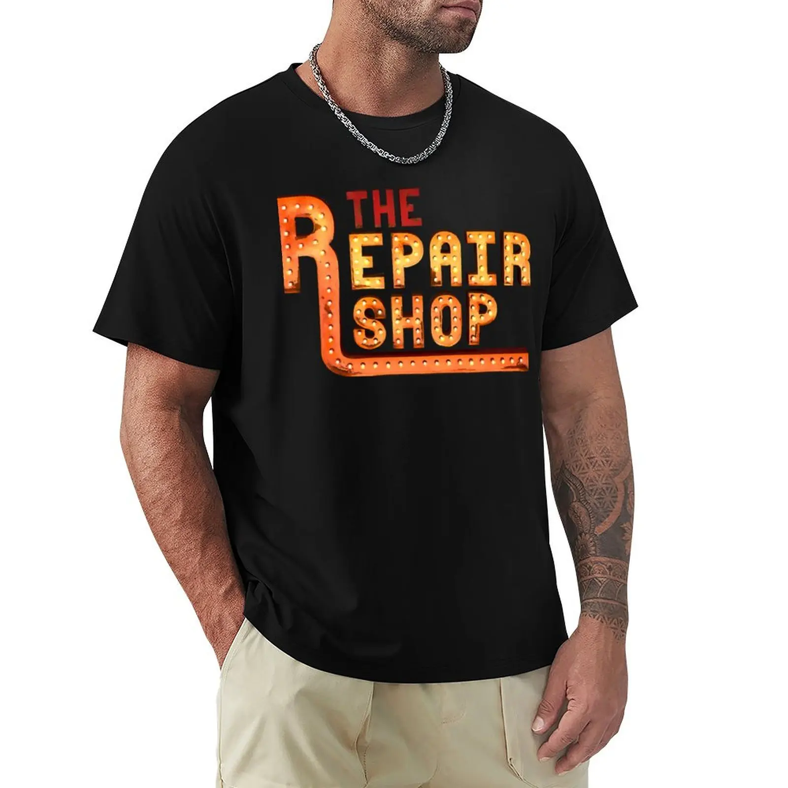 

the repairs shop logo T-Shirt customs oversized graphic tee new edition Luxury man Men's clothing
