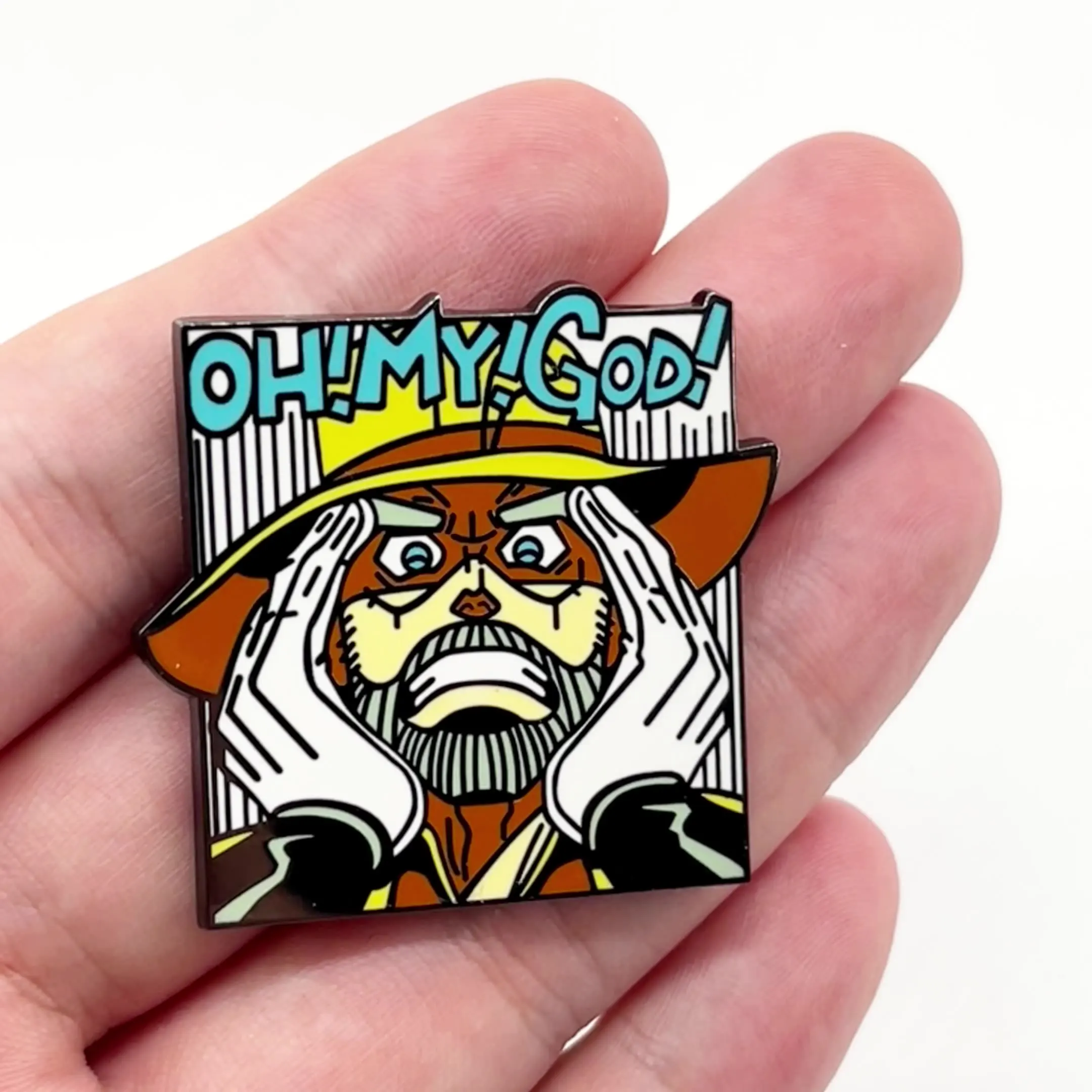 JoJo's Bizarre Adventure Elderly Two Joe Brooch Anime Star Fighter Joseph Joestar Metal Badge