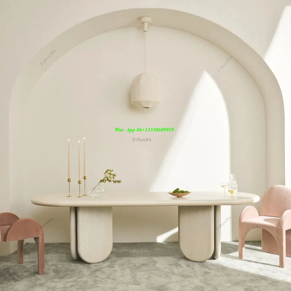 Modern Simple Solid Wood Dining Table Villa Large Flat Oval Table Household High-end Reception Conference Table