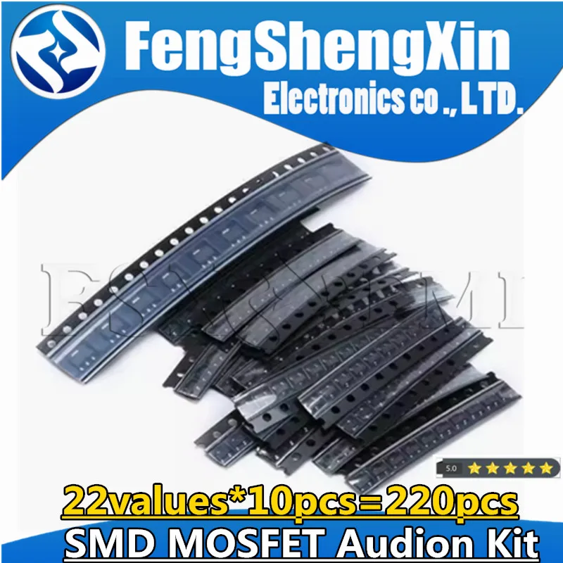 22values*10pcs=220pcs  SMD MOSFET Audion Kit  SS8050 78L05 TL431 D882 AO3401 AO3400 SI2300 SI2306 SI2305  2N7002 B772 662K