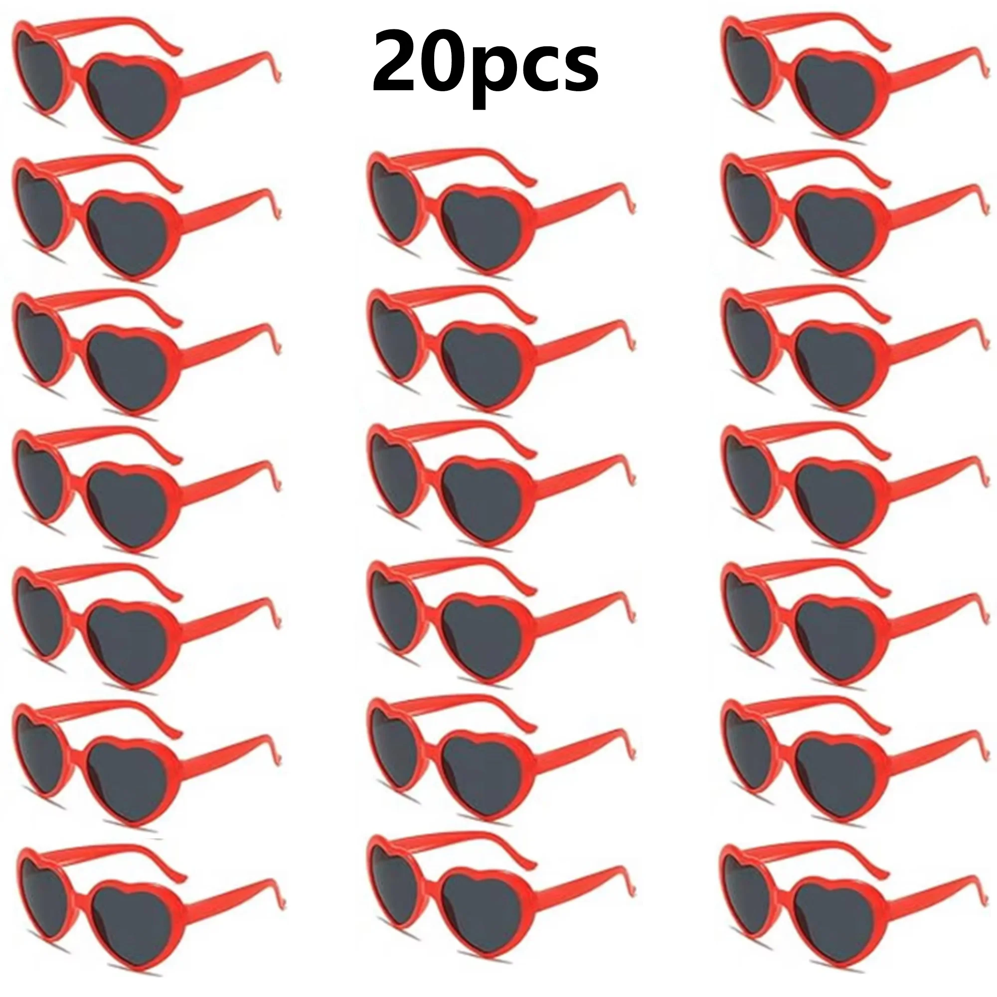 20 Pack Red Heart Sunglasses Bulk for Women Heart Sunglasses for Bachelorette Party Favor Halloween and Christmas Props