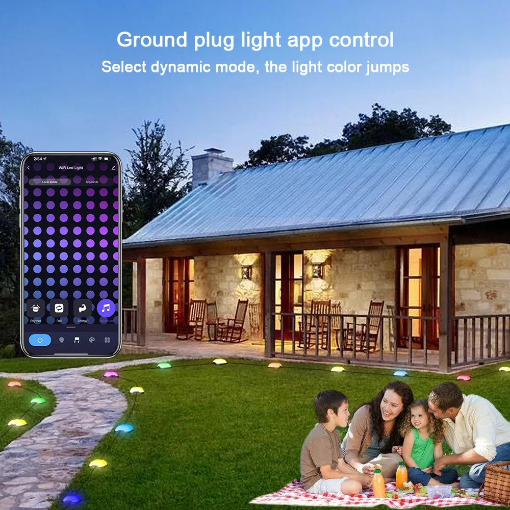 LED Smart Lawn Lamps 12W IP67 Waterproof Outdoor Garden Yard Ground Lamp 15Pack RGB LED Tuya APP Voice Control Alexa Google