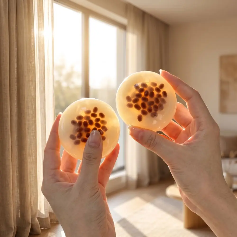 Boys Girls Sensory Fidget Ball Quick-rebound Squeeze Coconut Oil Round Red Bean Fidget Squishy Pinch 6cm TPR Fidget Adults