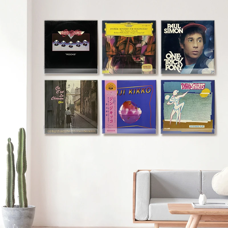 الاكريليك الشفاف مسجل فينيل تخزين الرف مكتب المنزل جدار جبل لصق لزجة عرض حامل ديكور المنزل LP الرف