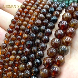 Natural AA Orange Garnet Loose Round Stone Spacer Beads for Jewelry Making DIY Earrings Bracelet Accessories 6 8 10MM Charms