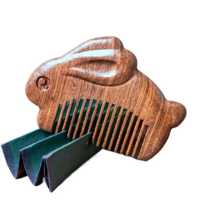 1pc Cartoon Wooden Comb Rabbit Tiger Dragon Style Combs Mini Children Girls Semicircle Comb Portable Safety Hair Brush Combs