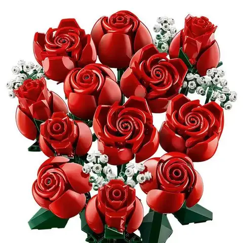 Dreamy Botanicals Pretty Pink Flower Bouquet 10342 Röd Ros Konstgjord Blomma Modellbyggsats Byggklossar Leksaker för Flickor Presenter 10 best sales bukett tegelsten - №9