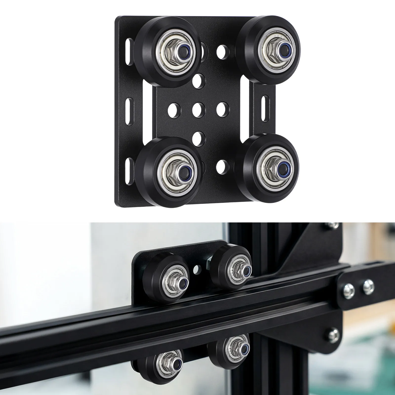 

1Set 3D Printer Aluminum Profiles Wheels Special Slide Plate Pulley for European Standard 2020V Slot Profiles Easy Install