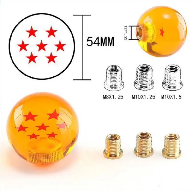Dragon Ball Super Z Shift Lever Universal Auto Shift Knob Anime Cosplay Orange Ball 54mm Diameter Gear Shift Knob 1-7 Stars Ball - view 3