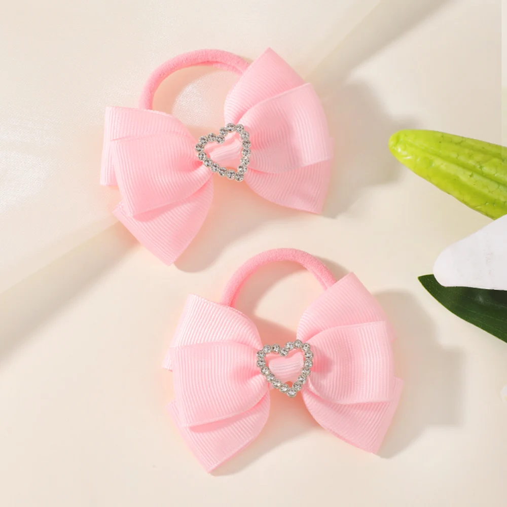 BABY BOWS 2 Stück/Set Kinder Mädchen Niedliche Doppelschichtige Schleifen-Haargummis Haarbänder Kinder Basis-Pferdeschwanz-Kopfschmuck Haaraccessoires – Detail 28
