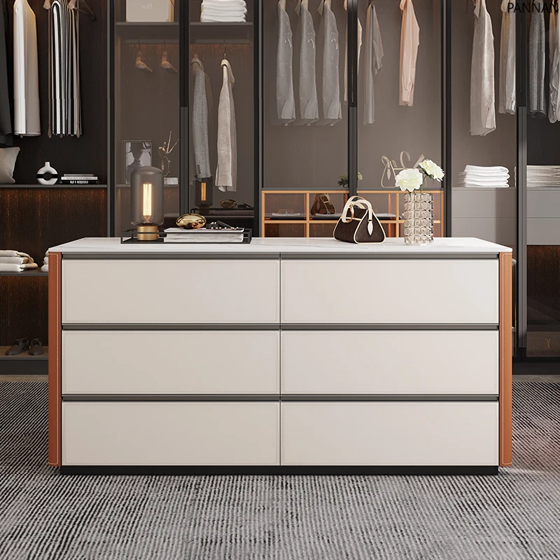 

Modern Home Light Luxury Saddle Leather Nakajima Taiwan Jewelry Storage Cabinet Customized Solid Wood Display Cabinet